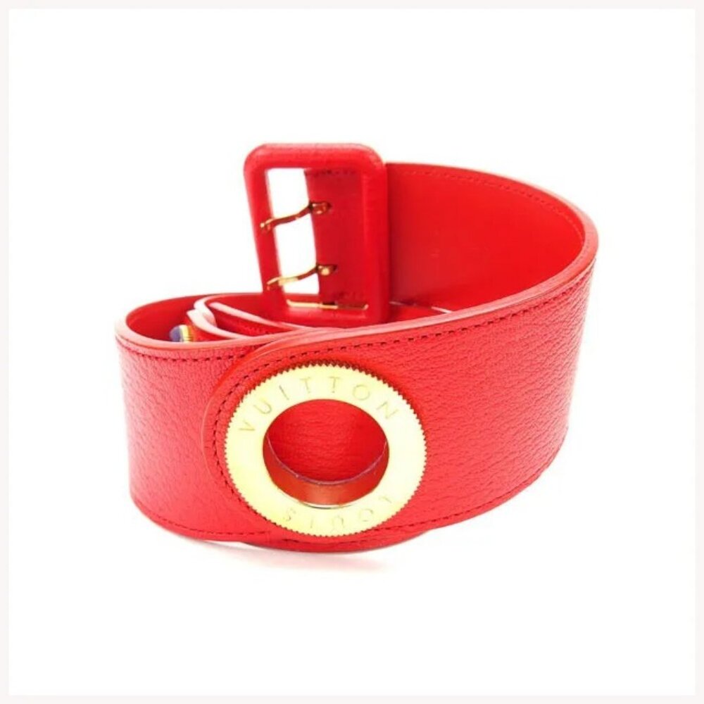 Louis Vuitton belt Red Gold Woman Authentic